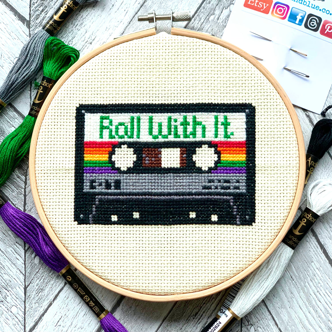 CROSS STITCH KIT - Roll With It (complete kit including 6" hoop)