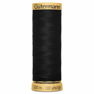 Gutermann Natural Cotton Thread #5201 (black) 100m / 100% cotton