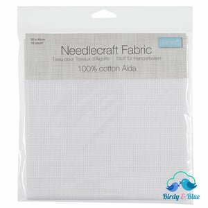 Aida 14 Count Needlecraft Fabric - Choice Of Colours White