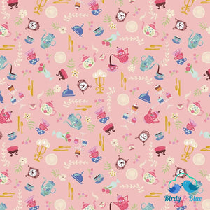 Castle Objects Pink (Beauty & The Beast Collection) Premium Cotton Fabric