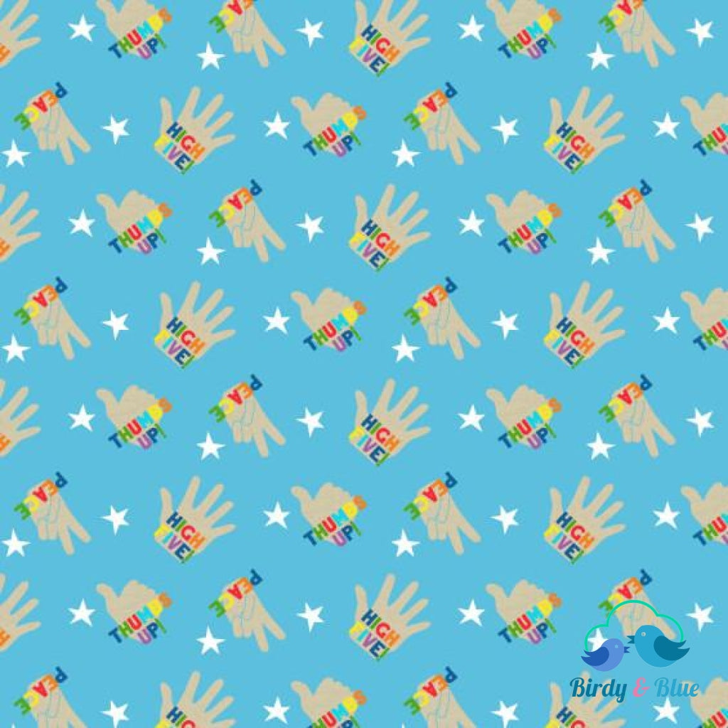 High Five Blue (You Are Amazing Collection) Premium Cotton Fabric