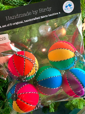 Fabric Christmas Bauble - Rainbow (Handmade by Birdy)