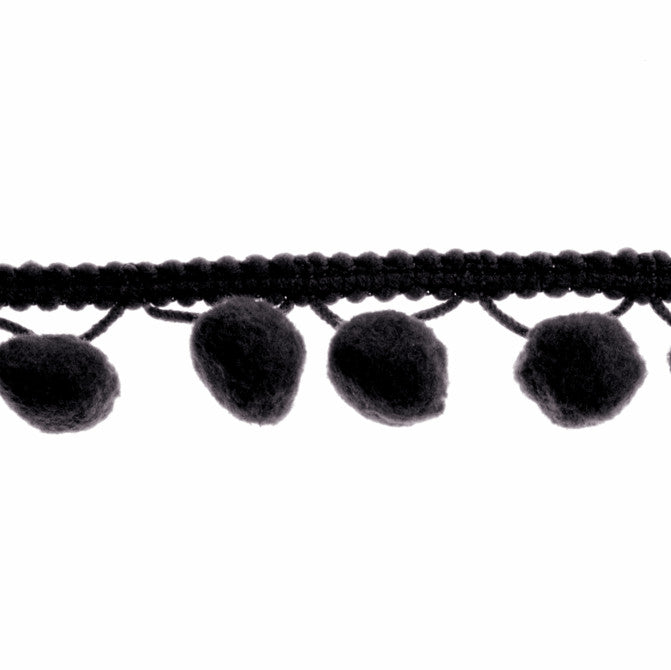 Pom Pom Trim - Black - 20mm diameter (per metre)