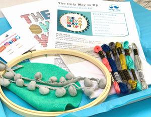 CROSS STITCH KIT - The Only Way Is Up! (complete kit including 8" hoop)