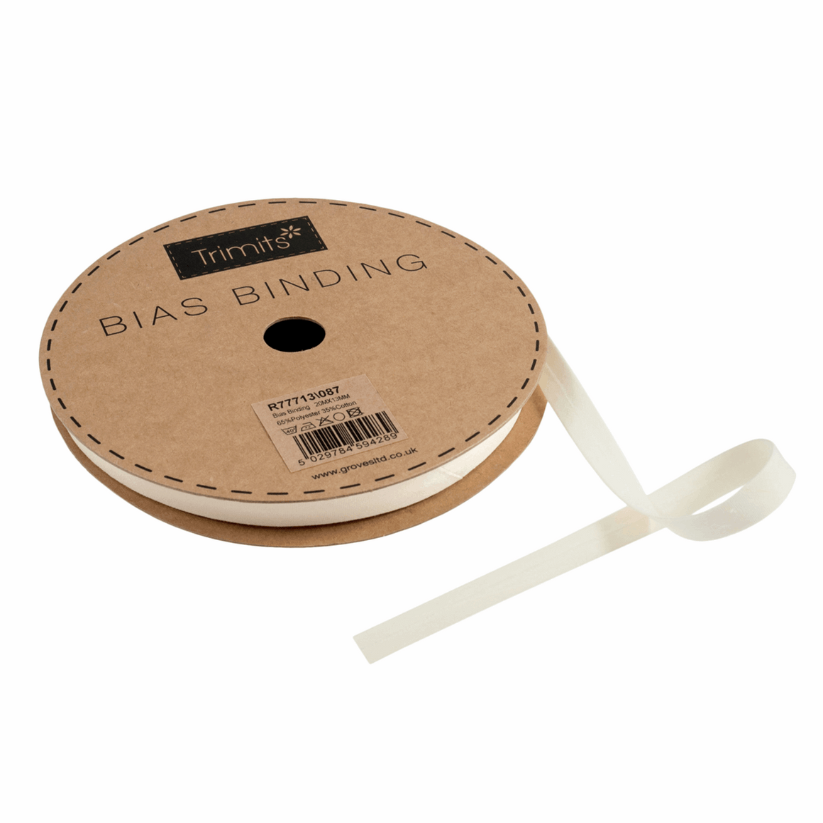 Bias Binding Tape - Cream - 13mm Polycotton (per metre)