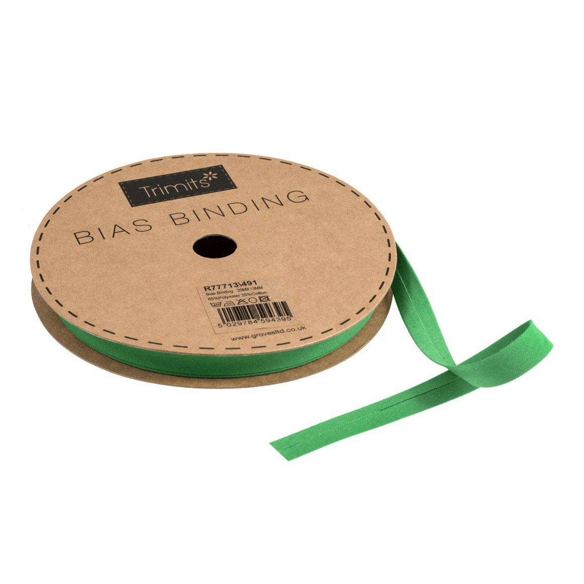 Bias Binding Tape - Emerald - 13mm Polycotton (per metre)