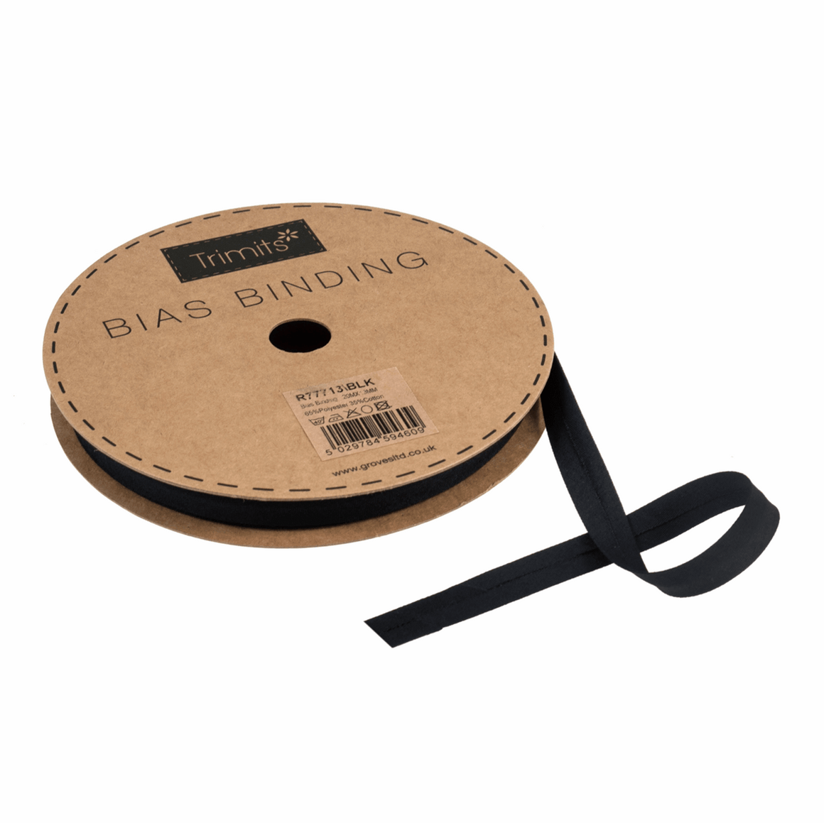 Bias Binding Tape -  Black - 13mm Polycotton (per metre)