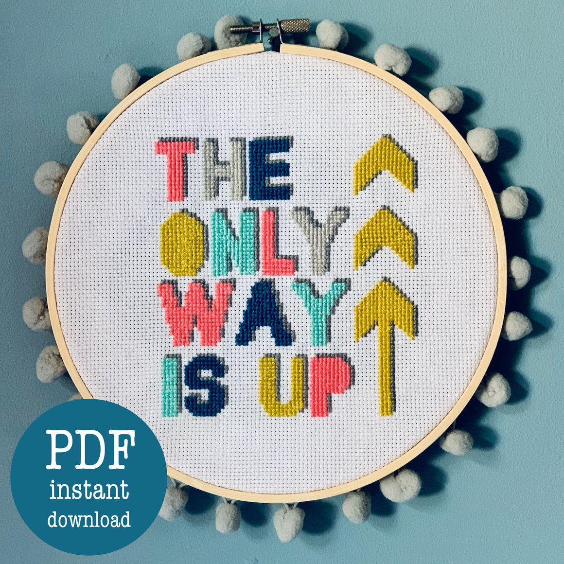 CROSS STITCH PDF - The Only Way Is Up (Instant download pdf only)