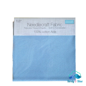 Aida 14 Count Needlecraft Fabric - Choice Of Colours Pale Blue