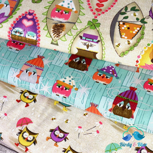 Owls In Frames (Aint Life A Hoot Collection) Premium Cotton Fabric