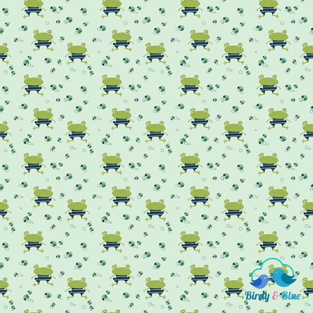 Pistachio Frogs (Ready Set Splash! Collection) Premium Cotton Fabric