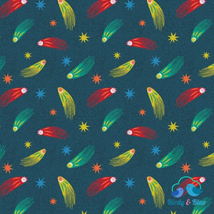 Shooting Stars Navy (Super Dino Collection) Premium Cotton Fabric