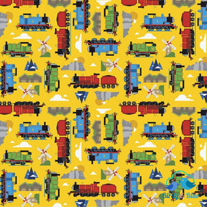 Sodor Yellow (All Aboard With Thomas & Friends Collection) Premium Cotton Fabric