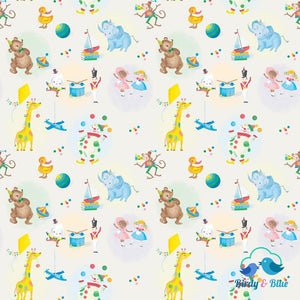 Toys Cream (The Little Engine That Could Collection) Premium Cotton Fabric